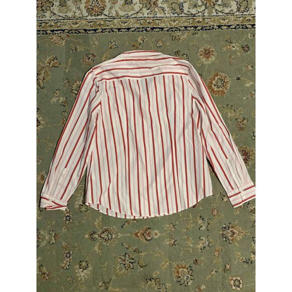 J. Crew Lightweight Cotton Blend Pink & Red Striped Poplin Shirt, NWT, L - Picture 3 of 5